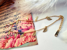 Indlæs billede til gallerivisning Armbånd/ankelkæde med blade Sterling sølv/guldbelagt