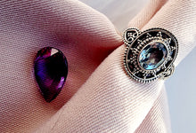 Indlæs billede til gallerivisning Smuk håndlavet statement ring med facetslebet topas!