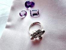 Indlæs billede til gallerivisning Smuk håndlavet statement ring med facetslebet ametyst og citrin!