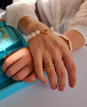 Indlæs billede til gallerivisning Ferskvands perle armbånd Sterling sølv/guldbelagt