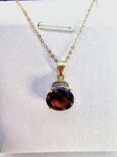 Indlæs billede til gallerivisning 10 karat guld vedhæng røg kvarts & diamanter