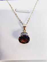 Indlæs billede til gallerivisning 10 karat guld vedhæng røg kvarts & diamanter