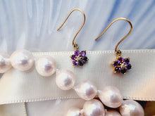 Indlæs billede til gallerivisning 10 karat guld blomster med ametyst & diamant