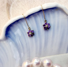 Indlæs billede til gallerivisning 10 karat guld blomster med ametyst & diamant