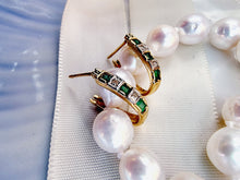 Indlæs billede til gallerivisning 10 karat guld hoops smaragd & diamanter