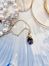 Indlæs billede til gallerivisning 10 karat guld vedhæng med mystisk topas & citrin oval