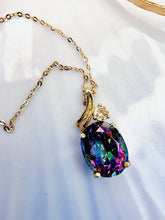 Indlæs billede til gallerivisning 10 karat guld vedhæng med mystisk topas & citrin oval