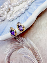 Indlæs billede til gallerivisning 10 karat guld dråbeformet med ametyst & diamanter