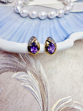 Indlæs billede til gallerivisning 10 karat guld dråbeformet med ametyst & diamanter