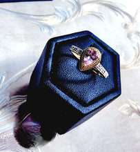 Indlæs billede til gallerivisning Pink topas & diamantring 10 karat guld