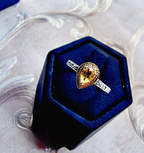 Indlæs billede til gallerivisning Citrin & diamantring 10 karat guld 46% rabat!