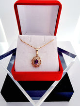 Indlæs billede til gallerivisning Guld vedhæng med lilla sten 9 karat guld