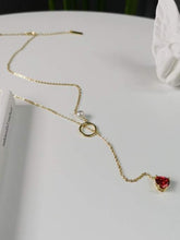 Indlæs billede til gallerivisning Trendy! Halskæde m/perle & sten. Sterling sølv, guldbelagt.